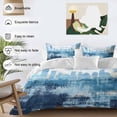 thumbnail image 3 of Abstract Urban Silhouette Duvet Cover Set Twin Size, Retro Blue Building 4 Piece Soft Microfiber Bedding Set with 1 Duvet Cover, 1 Flat Sheet, 2 Pillowcases, 3 of 9