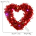 thumbnail image 3 of Valentine's Day Wreaths with Lighted- 12" Heart Wreaths for Front Door Valentines Decorations Heart Shaped Tinsel Wreath and LED Light for Wedding Proposal Engagement Party, 3 of 5