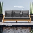 thumbnail image 5 of Hearth & Harbor 3-Seater Outdoor Couch, Acacia Wood Patio Sofa, Natural Wood/Gray Cushions, 5 of 6