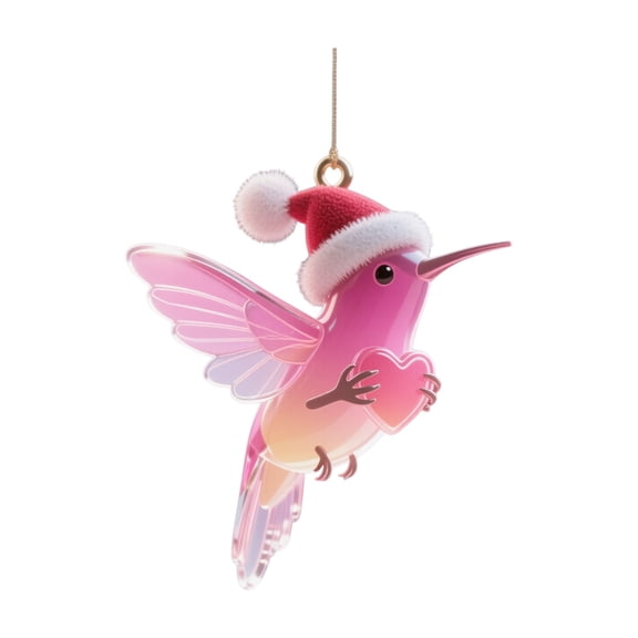 1Pc Hummingbird Ornament Hummingbird Christmas Ornament For Christmas Tree,Acrylic Pink