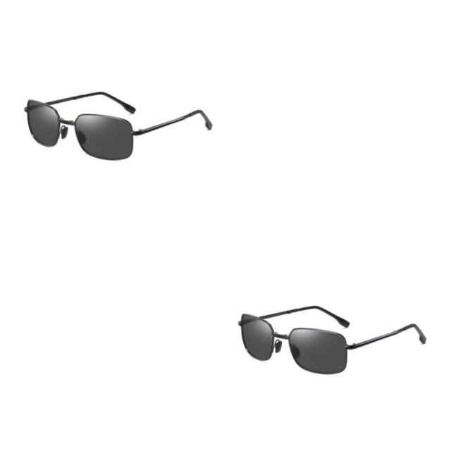 Sonducket Gafas de sol cuadradas de moda Marco de metal polarizado Gafas plegables a prueba de sol Sombras Visiones nocturnas Viajes de Negro 2Conjunto