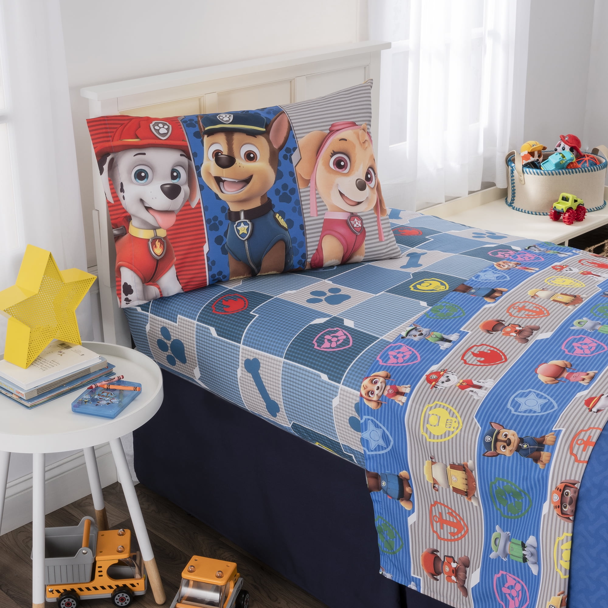 Nickelodeon Paw Patrol Soft Microfiber Comforter Sheets and Plush Throw Bedding Set Full Size 6 Piece Bundle 