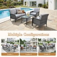 thumbnail image 5 of Vcatnet Patio Furniture Sets with Coffee Table 4 Pieces Sectional Sofa Rattan Wicker Outdoor Conversation Set with Loveseat Chair for Porch, Deck, Gray, 5 of 11