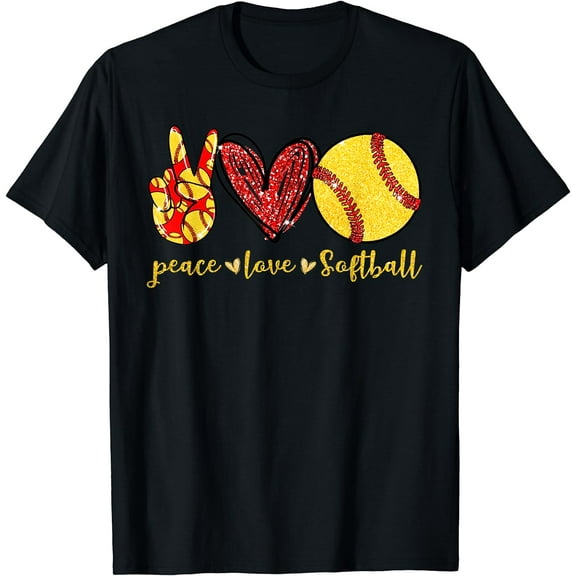 Peace Love Softball Cute Softball Lovers Gifts T-Shirt