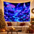 thumbnail image 3 of Glowing Tree Valley with Mushrooms and River, Mystical Fantasy Style for Nature Lovers, Fantasy Forest Decor Housewarming Gift, Tapestry Wall Hanging for Bedroom and Dorm, 3 of 7
