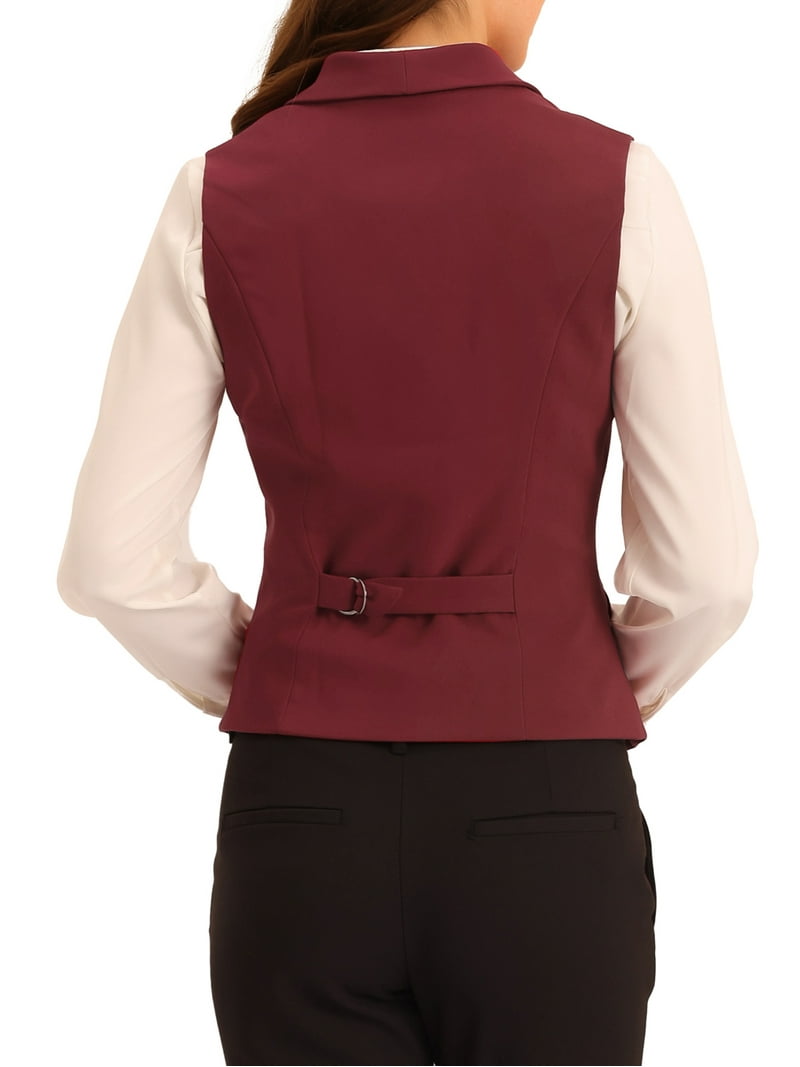 Unique Bargains Women's Elegant Waistcoat Double Breasted Shawl