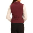 thumbnail image 4 of INSPIRE CHIC Women's Suit Vest Double Breasted Business Lapel Dressy Waistcoat Vest L Burgundy, 4 of 7