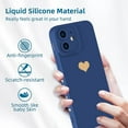 thumbnail image 2 of Designed for iPhone 11 Case (6.1 in) for Women Slim Silicone Camera Lens Protective Case with Cute Gold Heart Pattern Silky-Soft Touch Shockproof Cover for iPhone 11-Blue, 2 of 6
