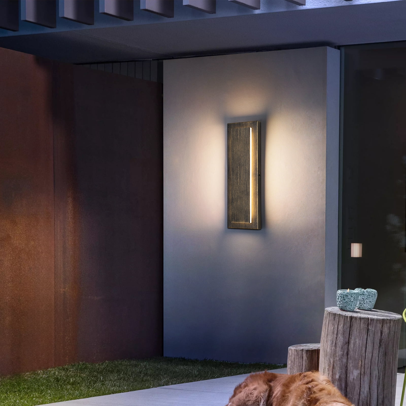 2 Packs Brown Outdoor Wall Sconce, Exterior Lights Fixture,Waterproof Wall Lights for House,Porch,Patio,Modern Outdoor Lights,Outdoor Wall Lighting,3000K Warm White,15.7In