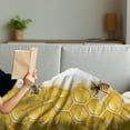 thumbnail image 3 of Honeycomb Soft Flannel Fleece Blanket, Bees and Geometric Shapes Hive Theme Honey Making Bugs Illustration, Cozy Plush for Indoor and Outdoor Use, 50" x 60", Yellow Black and White, by Ambesonne, 3 of 5