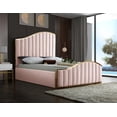 thumbnail image 2 of Maklaine Contemporary Solid Wood and Velvet Queen Bed in Pink, 2 of 5