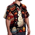 thumbnail image 2 of Easter Men's Casual Printed Button Down Short Sleeve Poplin Hawaiian Beach Shirt with Spread Collar Tops, 2 of 6