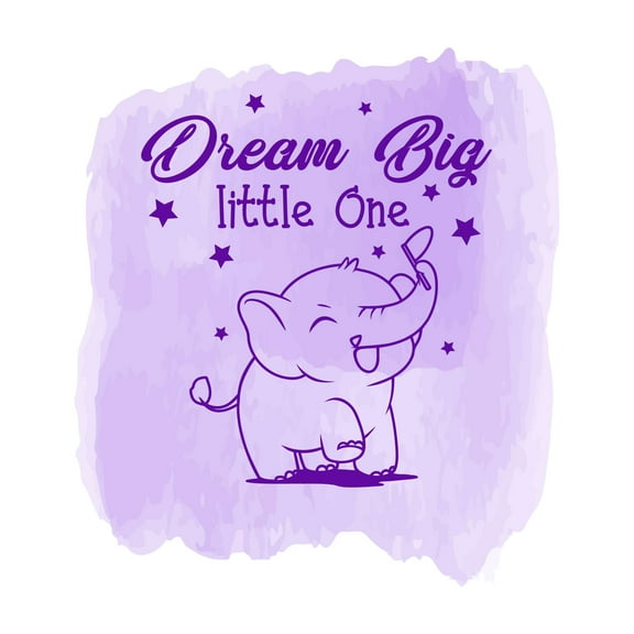 Children Dream Big Little One Loving Quote Wall Decal Decoration Happy Baby Elephant Cute Little Elephant Beautiful Stars Lasts Years and Easily Removable - Size: 9 In(W) x 10 In(H)
