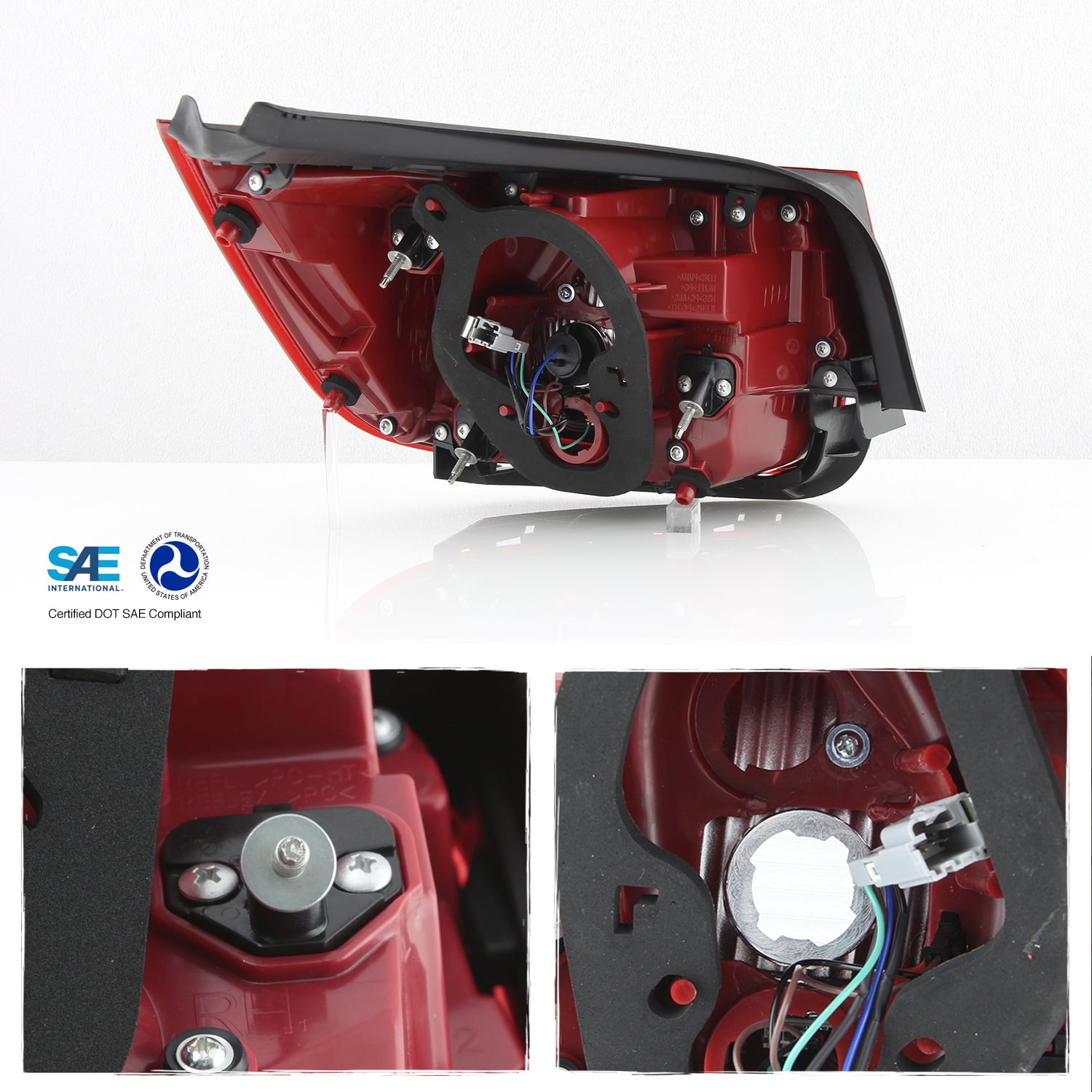 AKKON - Fits 2013 2014 2015 Chevy Malibu LTZ 2016 Limited LTZ Sedan LED Chrome Red Tail Light Brake Lamp Outer Passenger Right