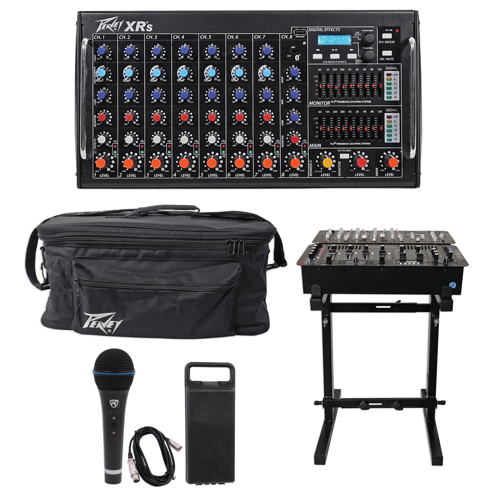 Peavey XR S 1000w Rack Mountable Powered 8Ch Bluetooth Mixer XRS+Bag