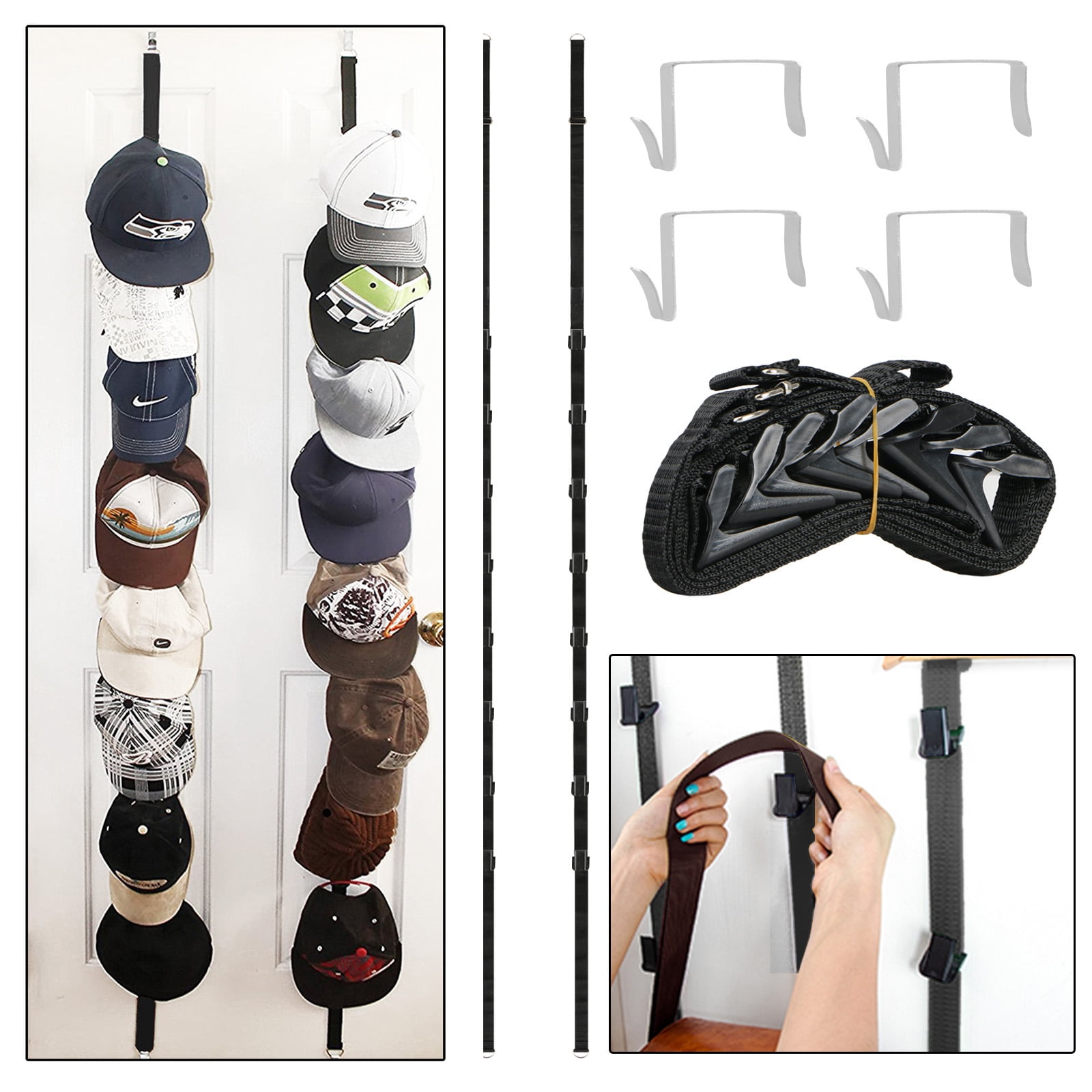 2-pack Hat Cap Holder Rack Organizer Storage Door Closet Hanging Wall Hook Room 