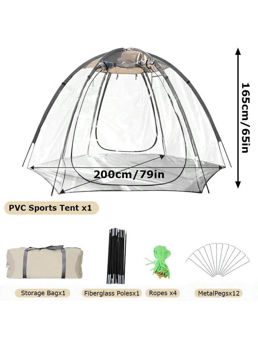 PVC Transparent Sports Tent, Large Instant Waterproof Tent, UVproof Outdoor 360 Full-View Tent With Zipper Window For Soccer Watching Sports Camping Fishing Activities