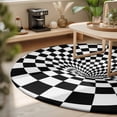 thumbnail image 3 of Round Rugs 4Ft, Black White Checkered Round Area Rug Washable Indoor Throw Carpet, Modern Abstract Art Soft Non Slip Circle Rug for Kitchen Nursery Room Home Decor Aesthetic, 3 of 8
