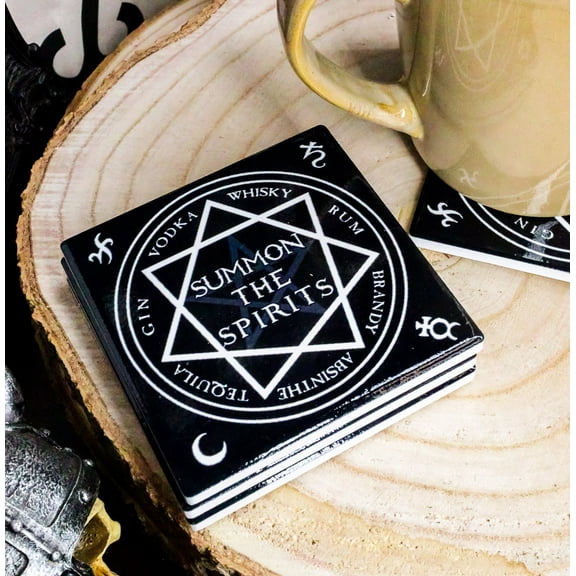 Ebros Occult Heptagram Star Summon The Spirits Cork Backed Coaster Set of 4