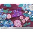 thumbnail image 3 of Soimoi Tissu en Velours Imprimé Feuilles & Roses au Mètre 58 Pouces de Large, 3 of 3