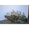 thumbnail image 4 of Nifao Eight Horses Running Bronze Statue Silver Finish – Garden Outdoor Decor Sculpture, 59"L x 20"W x 28"H, 4 of 10