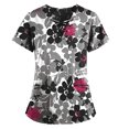 thumbnail image 4 of DPTALR Print Nurse Uniforms For Women,Breathable Patterned Short Sleeve V-Neck Plus Size Shirts Tee Tops With Pockets, 4 of 5