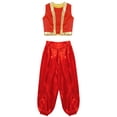 thumbnail image 3 of YiZYiF Kids Boys Halloween Arabian Prince Cosplay Costume Open Front Vest with Lantern Pants Set Red 12, 3 of 5