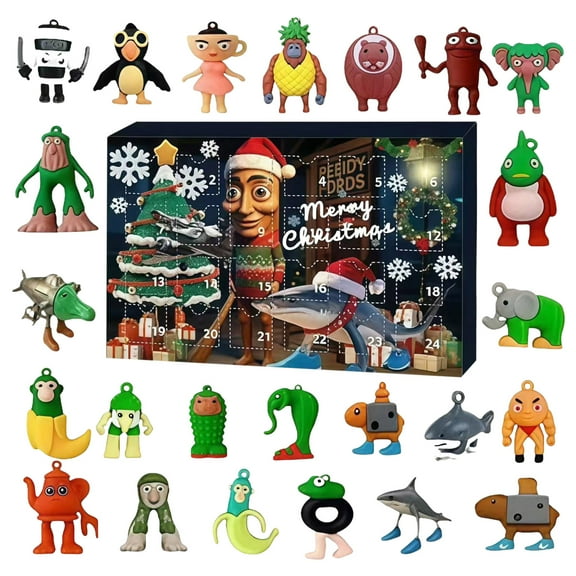 Italian Brainrot Advent Calendar 2025 Tralalero Tralala Xmas Gift for Kids Tung Tung Tung Sahur Advent Calendar 24 pcs Brain Rot Holiday Ornament Collection Kids Christmas Countdown Calendars