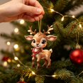 thumbnail image 4 of Fmbmuo Cute Reindeer Acrylic Christmas Ornaments 2D Flat Hanging Pendant Decor Festive Christmas Tree Decoration Portable Hanging Ornament for Car Interior,Multicolor, 4 of 5