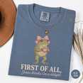 thumbnail image 3 of First of All Jesus Thinks I'm a Delight Comfort Colors Shirt, Cute Christian Frog Graphic Tee for Women, 3 of 6