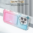 thumbnail image 3 of Card Slot Gradient Color Transparent Phone Case for iPhone 16 Plus, Soft TPU Shockproof Anti-Fall Slim Hard PC Back Cover with Tempered Glass Lens Protector for iPhone 16 Plus - Skyblue+Pink, 3 of 8