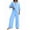 #02 Blue 【Mix & Match: Stock Up on Your Favorite Colors】, variant on Women's Soft Fabric V Neck Button Down Top, Wide Leg Pant Set, Casual Loose Matching Set For Vacation, Summer Travel, Beach, Daily Wear, Lounge, Comfy Pant Suit | TruHer,Black S