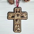 thumbnail image 4 of Christmas Wooden Cross Ornament - Hanging Decor For Christmas Tree & Office, Religious Handicraft, Rustic Wooden Design, Festive Holiday Decor, Brownish Yellow, 4.72*3.74*0.28in, 4 of 5