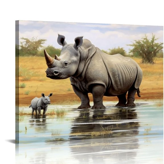 JRXY Rhino by The Macneil Studio, Canvas Wall Art 20x16in