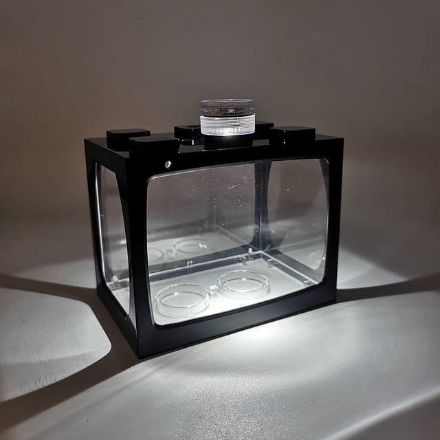 Pecera pequeña, pequeña, creativa, ecológica, de escritorio, micropaisaje, cubo, pecera, mini acuario de peces tropicales con luces LED