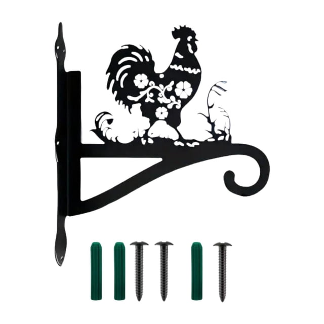 Colgador de planta de montaje en la pared de metal con tornillos Silueta animal de servicio pesado multifuncional para uso simple de uso interior al Gallo