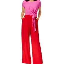 maison Jules Womens Colorblocked Tie-Front Jumpsuit, Pink, 4