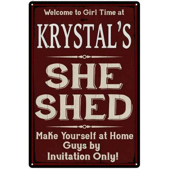 KRYSTAL'S She Shed Red Sign Lady Cave 8 x 12 High Gloss Metal 208120088416