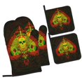 thumbnail image 1 of ZICANCN Oven Mitts and Pot Holders Sets, Red Skeleton Ace Print Baking Sets Kitchen Heat Resistant 4 Pieces, 1 of 8