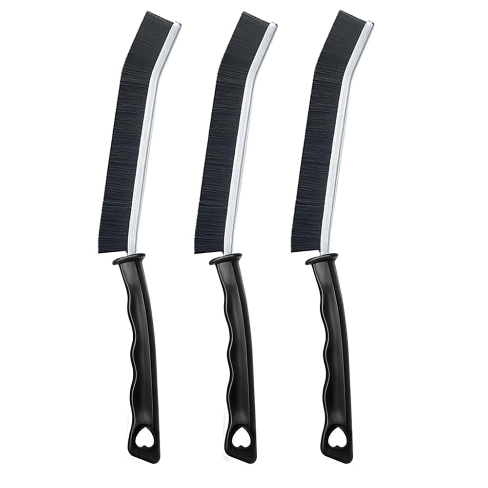 3 Pcs Crevice Cleaning Brush Small Cleaning Brush Scrub Brush for Shower Tile Suitable for Bathroom Kitchen Windows Faucets Toilet Car(Black Handle & Black Bristles)