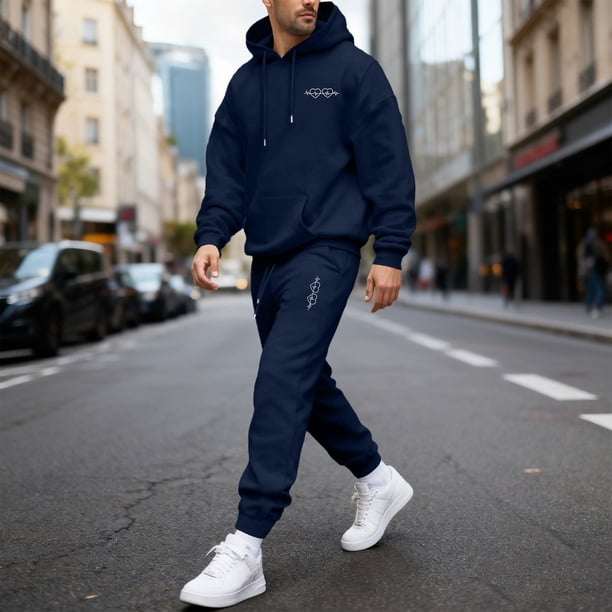Ceisia Men's Loose Fit Hooded Sweatshirt & Jogger Pants Set | Casual Warm Two-Piece Tracksuit Gifts