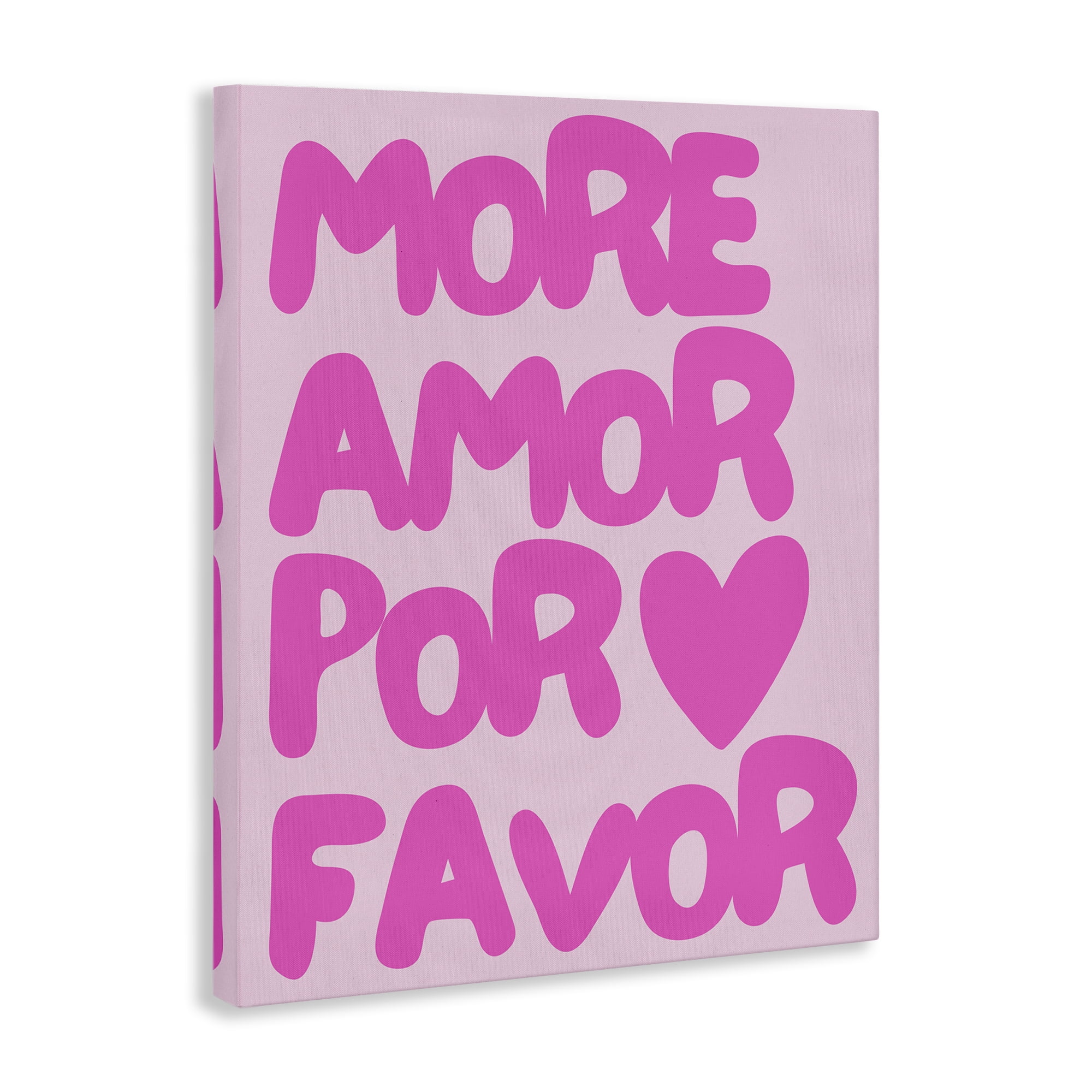 Stupell Industries Pink Pastel More Amor Text & Numbers Painting Wrapped Canvas Art Print Wall Art, 16 x 20