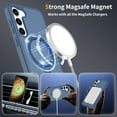 thumbnail image 4 of Asuwish Phone Case for Samsung Galaxy S23 Plus S23+ 5G Tempered Glass Screen Protector Magnetic Folding Stand Frosted Translucent Rugged Shockproof Protective Cell Cover SM-S916U 6.6 Women Men Blue, 4 of 7