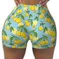 thumbnail image 2 of Logiee Lemon (3) Print Women's Biker Shorts,Workout Gym Shorts,Scrunch Shorts,Tummy Control Hidden Scrunch Running Yoga Shorts-Medium, 2 of 8