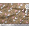 thumbnail image 2 of Soimoi Brown Velvet Fabric Heart & Cups Kitchen Print Fabric by the Yard 58 Inch Wide, 2 of 3