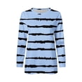 thumbnail image 3 of Fmbrln Womens Trendy Stripe Print Hoodless Sweatshirts Casual Long Sleeve Crew Neck Pullover Sweatshirts Sky Blue L, 3 of 5