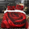 thumbnail image 3 of Red Rose Reversible Duvet Cover Soft Microfiber Bedding Set With Zipper Closure For Kids Teens Adults 135*200 Cm, 3 of 5