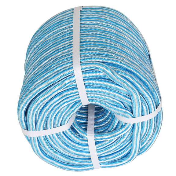 waltyotur 1/2 in x 200FT Arborist Bull Rope, 24 Strand Tree Rope, High Strength Polyester Rope for Garden, Boat, Swing (Blue and White)