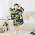 thumbnail image 6 of FORMRS Wearable Blanket Hoodie with Sleeves for Kids Cozy Flannel Sweatshirt, White Flower Pattern, 6 of 7
