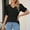 Black, variant on Tittly T Shirts for Women Spring Tops for Women Women's Puff Short Sleeve Solid Tunic Top V Neck Hollow Out Loose Tshirts Tshirts Shirts Basic Tees Black L